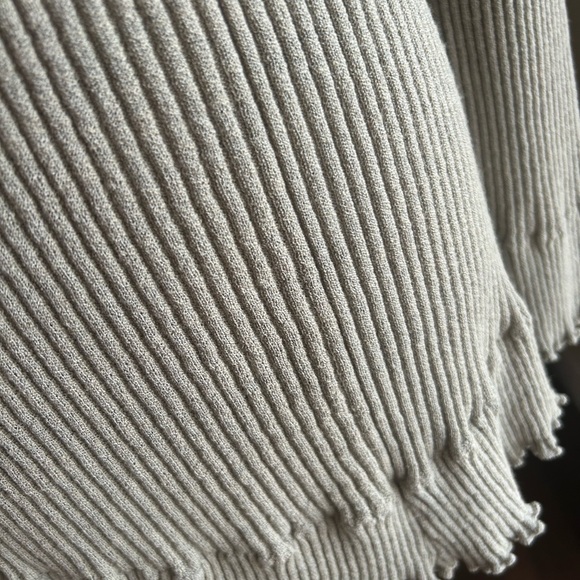 Grey Ribbed Ruffled Bell Sleeve Sweater - Picture 6 of 7